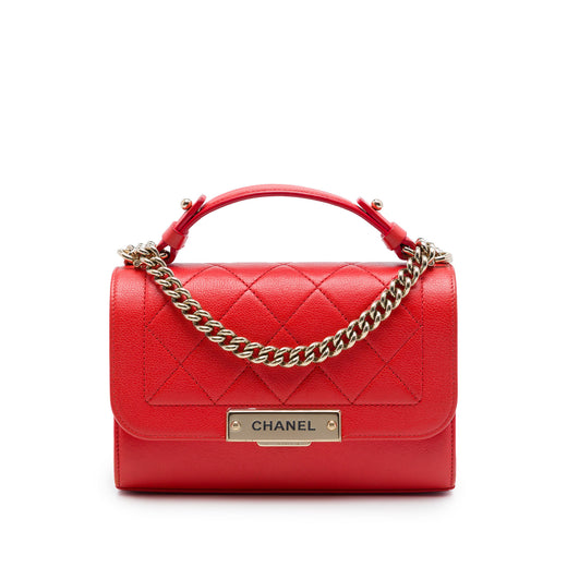 Small Quilted Grained Calfskin Label Click Flap - Image 1
