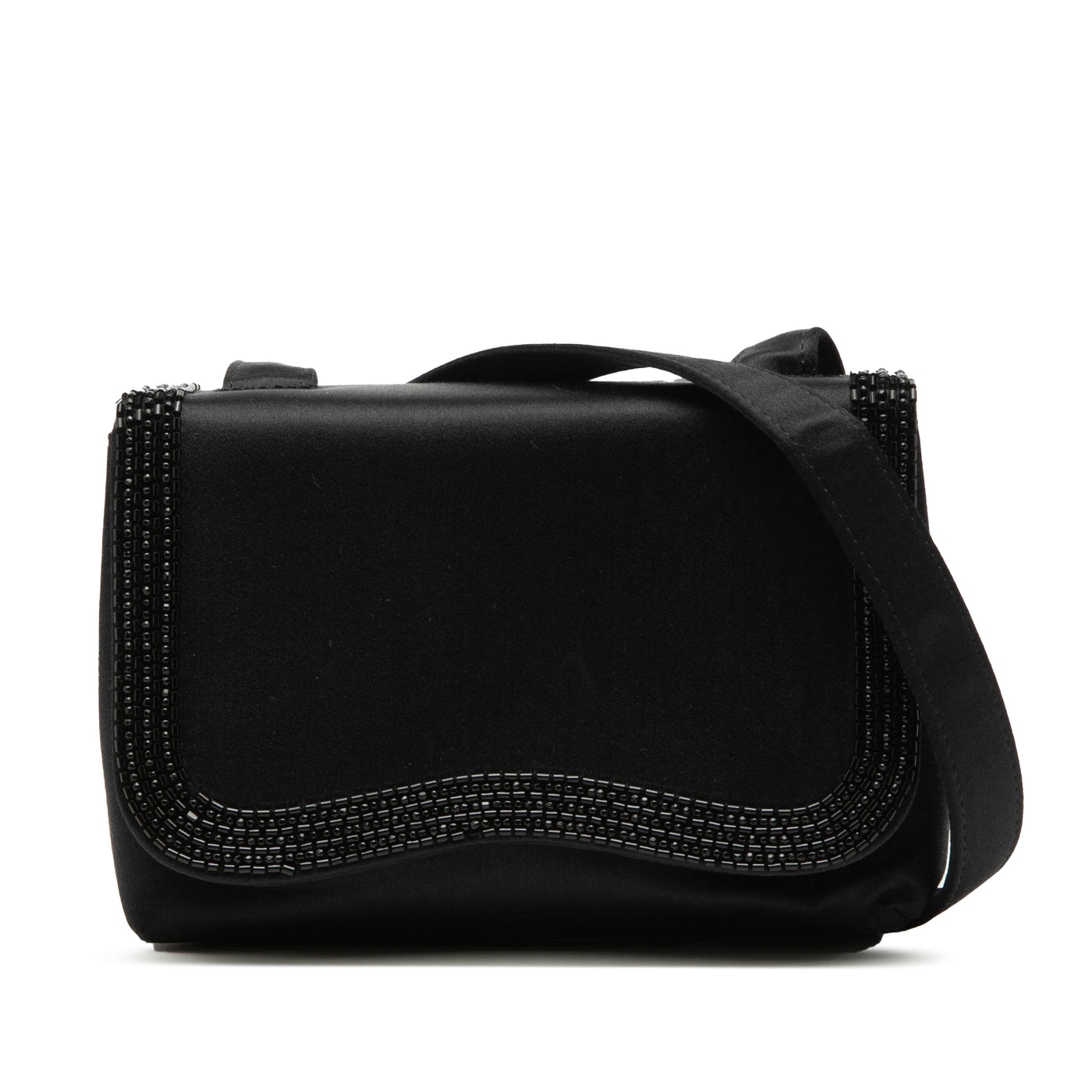Mini Satin Beaded Flap Crossbody - Image 1