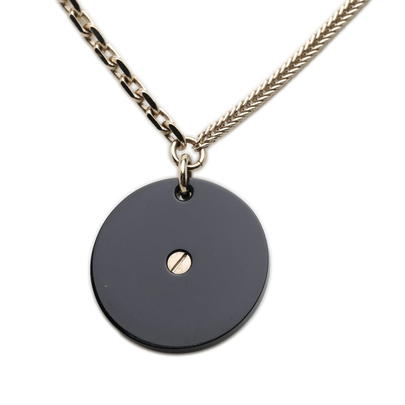 CC Gold Plated Resin Strass Faux Pearl Camellia Round Pendant Necklace - Image 3