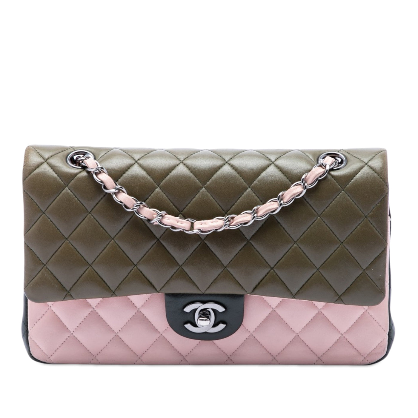 Medium Classic Tricolor Lambskin Double Flap - Image 1