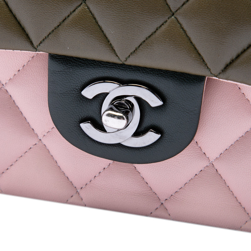 Medium Classic Tricolor Lambskin Double Flap - Image 5