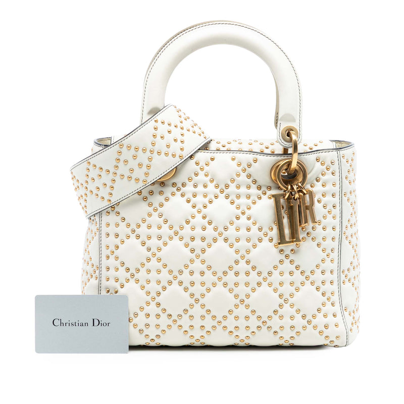 Medium Lambskin Cannage Studded Supple Lady Dior - Image 8