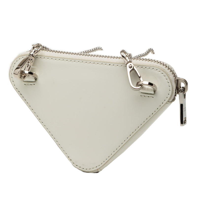 Mini Brushed Leather Triangle Chain Pouch - Image 2