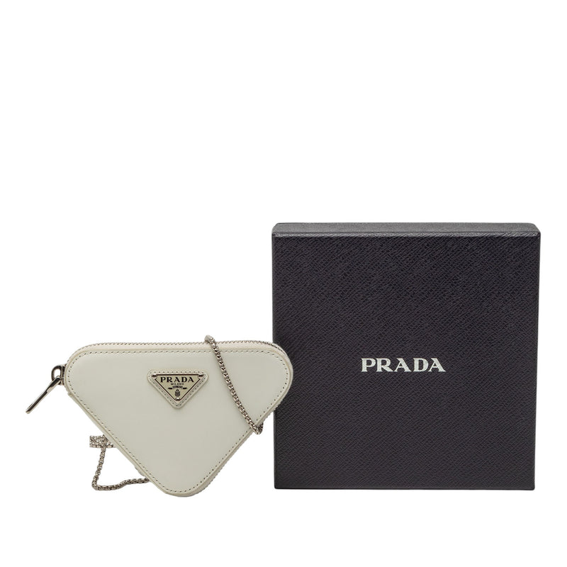 Mini Brushed Leather Triangle Chain Pouch - Image 6