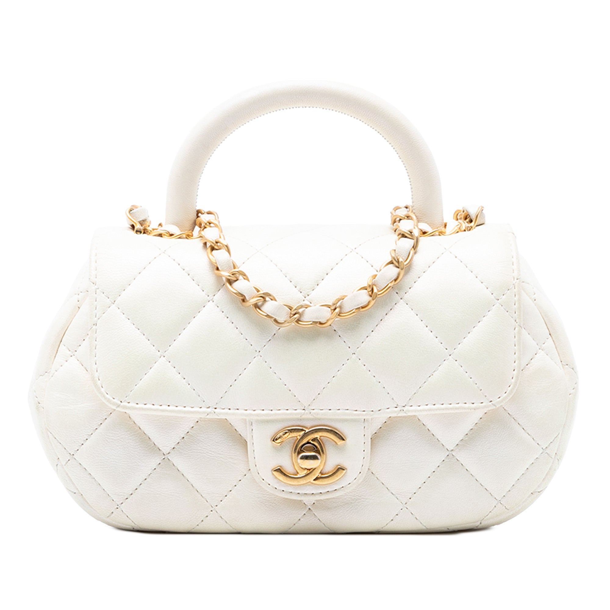 CC Quilted Lambskin Top Handle Bag - Image 1