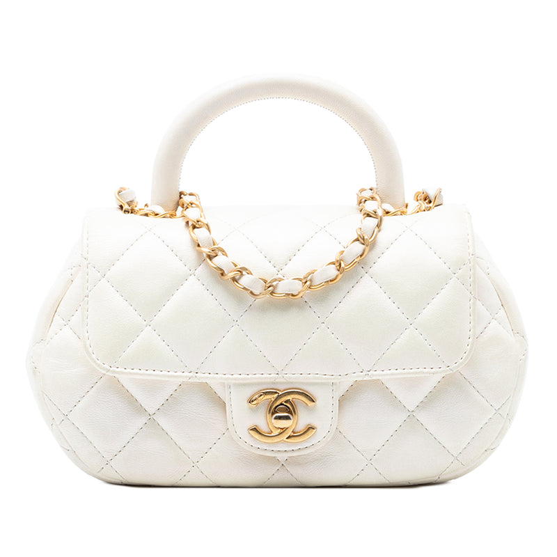 CC Quilted Lambskin Top Handle Bag