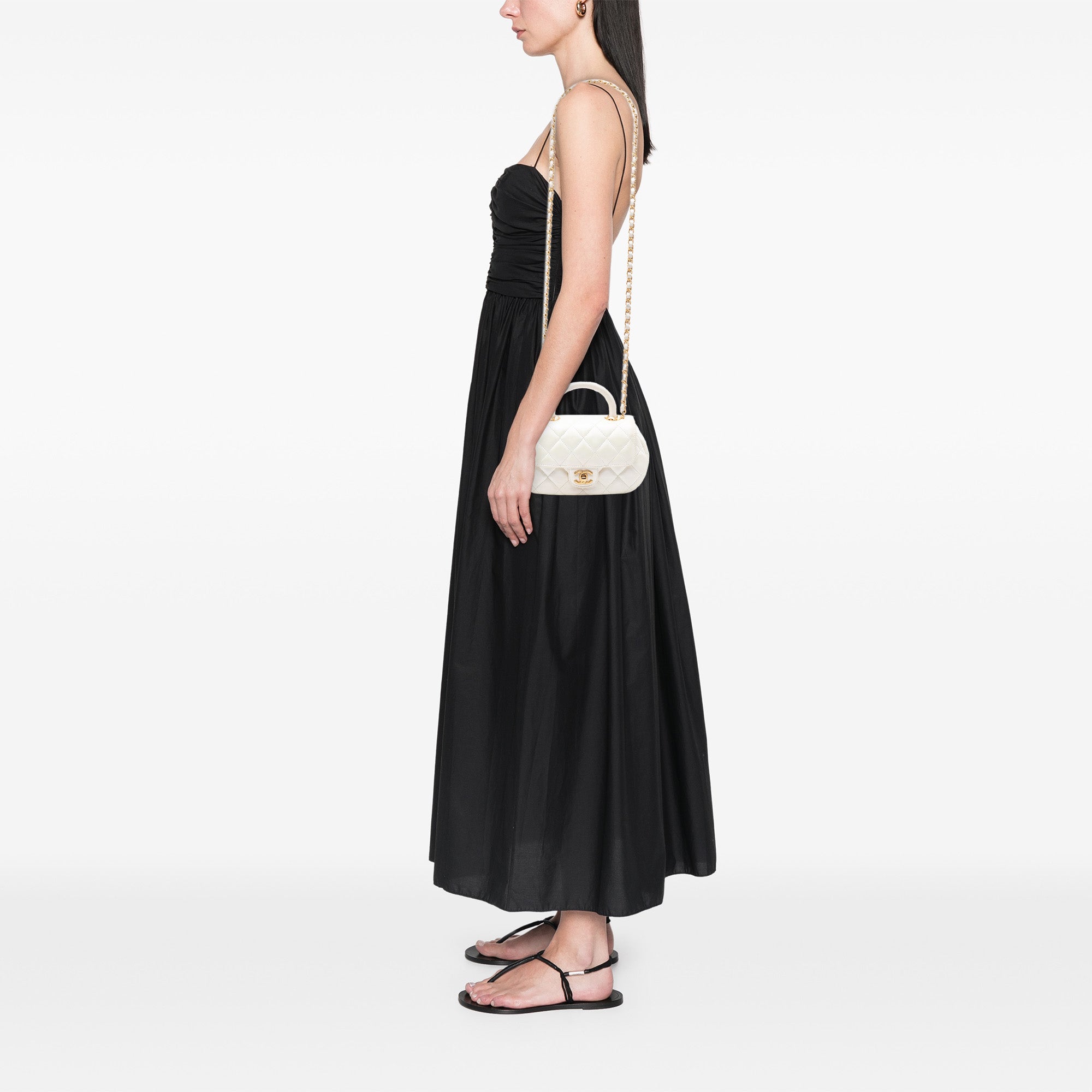 CC Quilted Lambskin Top Handle Bag - Image 7