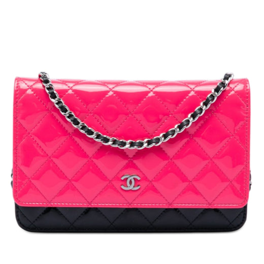 CC Bicolor Quilted Patent Wallet on Chain - Image 1