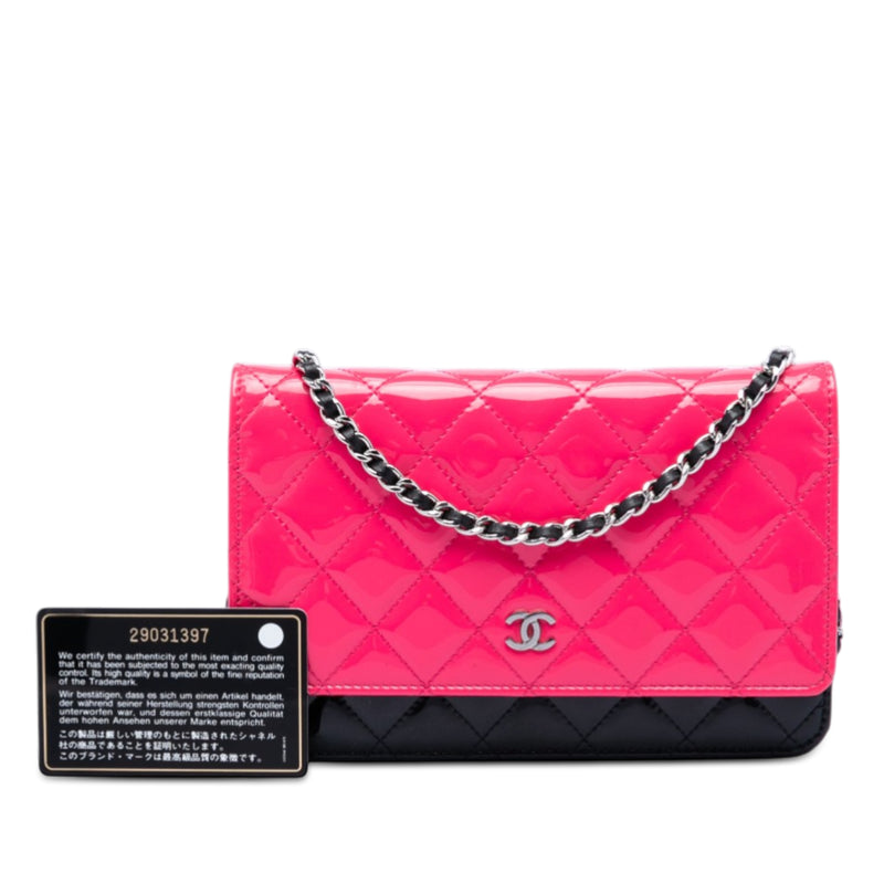 CC Bicolor Quilted Patent Wallet on Chain - Image 8