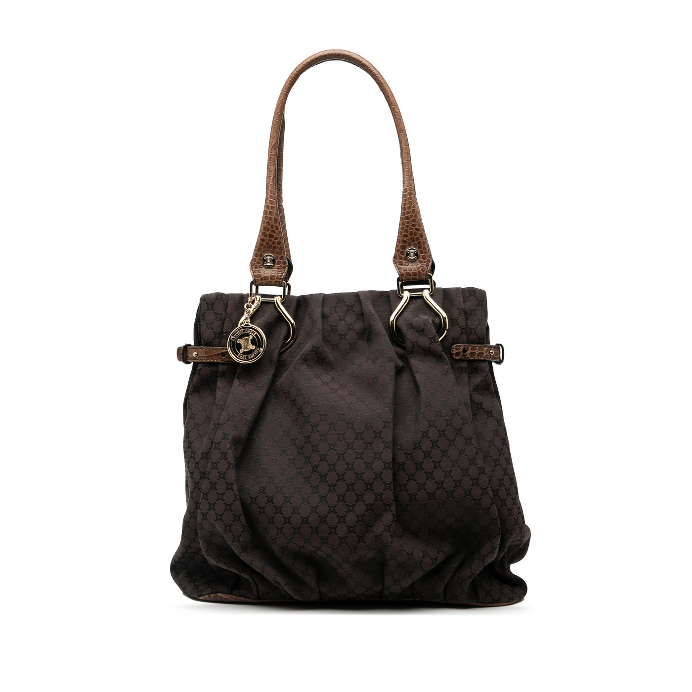Embossed Leather Trimmed Macadam Canvas Vertical Tote - Image 1