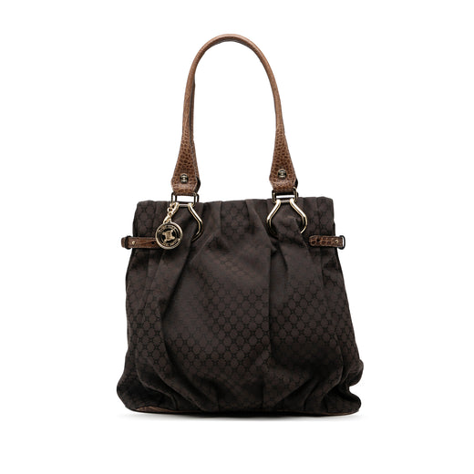 Embossed Leather Trimmed Macadam Canvas Vertical Tote - Image 1