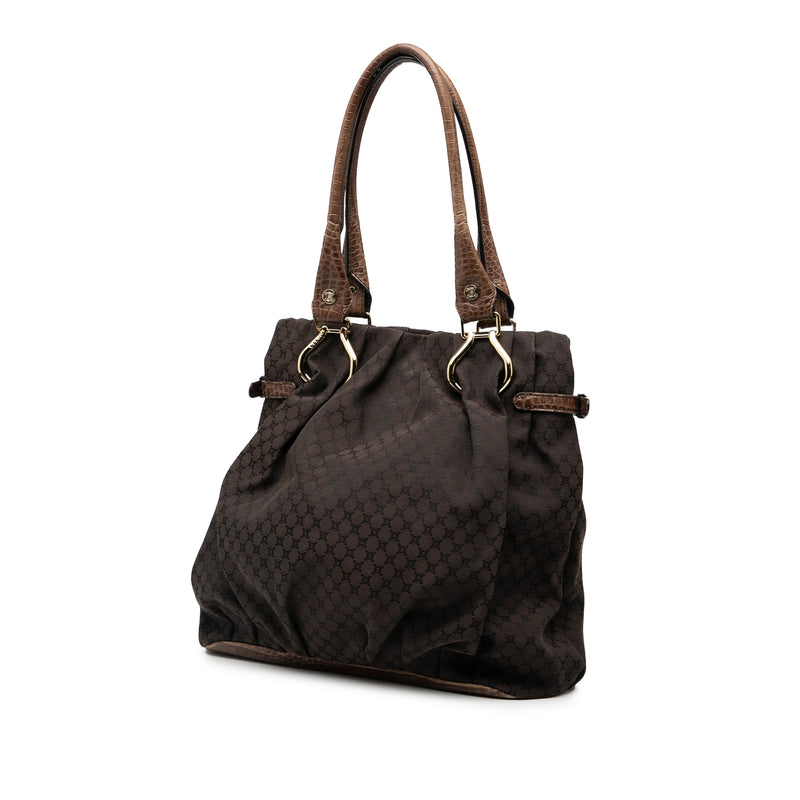 Embossed Leather Trimmed Macadam Canvas Vertical Tote - Image 2
