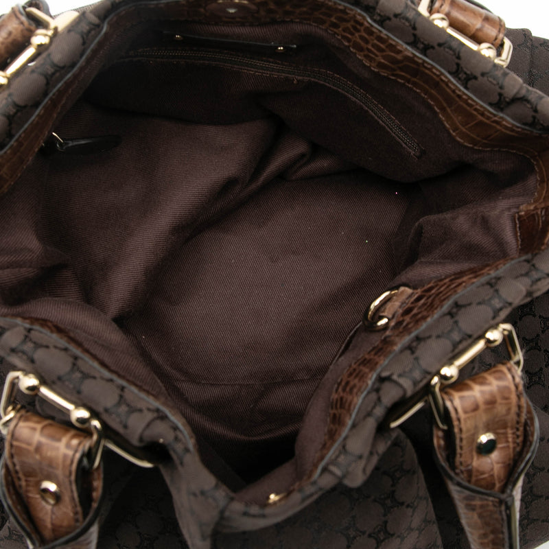 Embossed Leather Trimmed Macadam Canvas Vertical Tote - Image 4