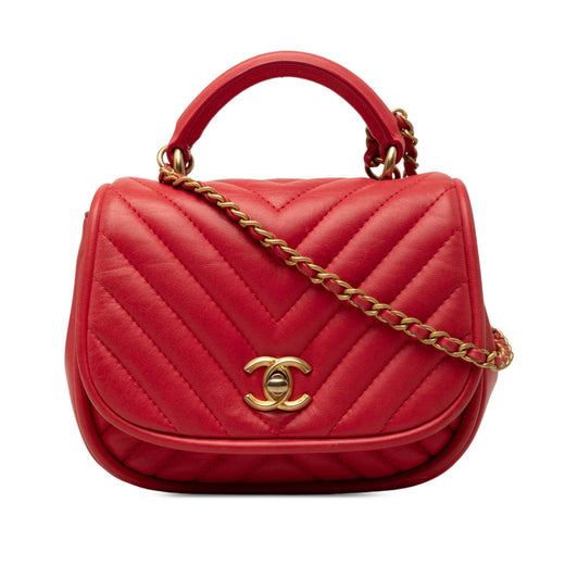 Mini CC Chevron Lambskin Reversed Round Flap - Image 1