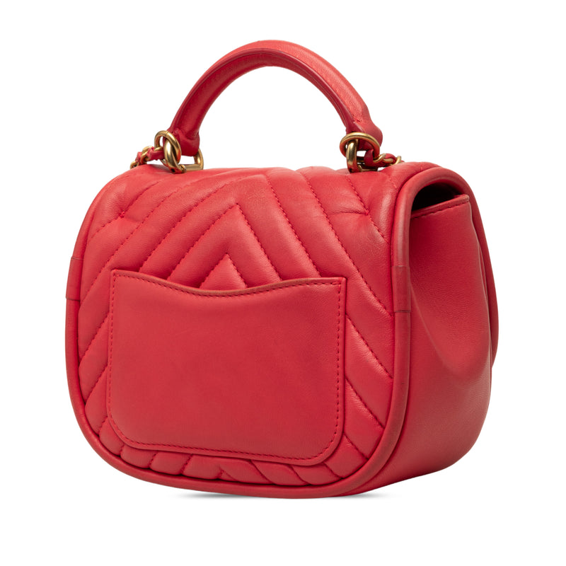 Mini CC Chevron Lambskin Reversed Round Flap - Image 2