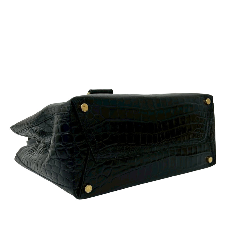 Croc Embossed Leather Vara Bow Satchel - Image 3