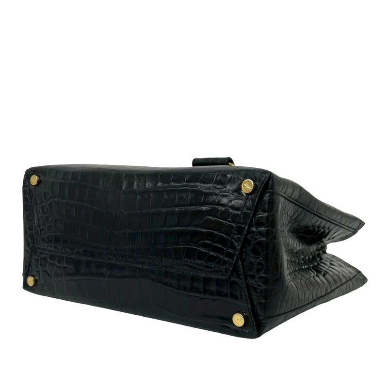 Croc Embossed Leather Vara Bow Satchel - Image 4