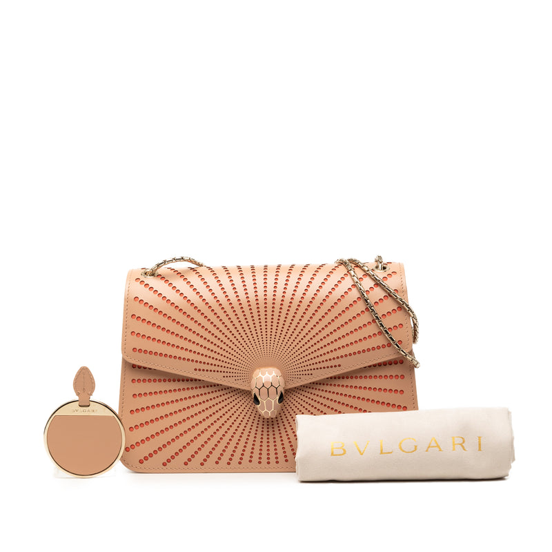 Medium Laser Cut Calfskin Diamond Blast Sunshine Serpenti Forever Shoulder Bag - Image 7