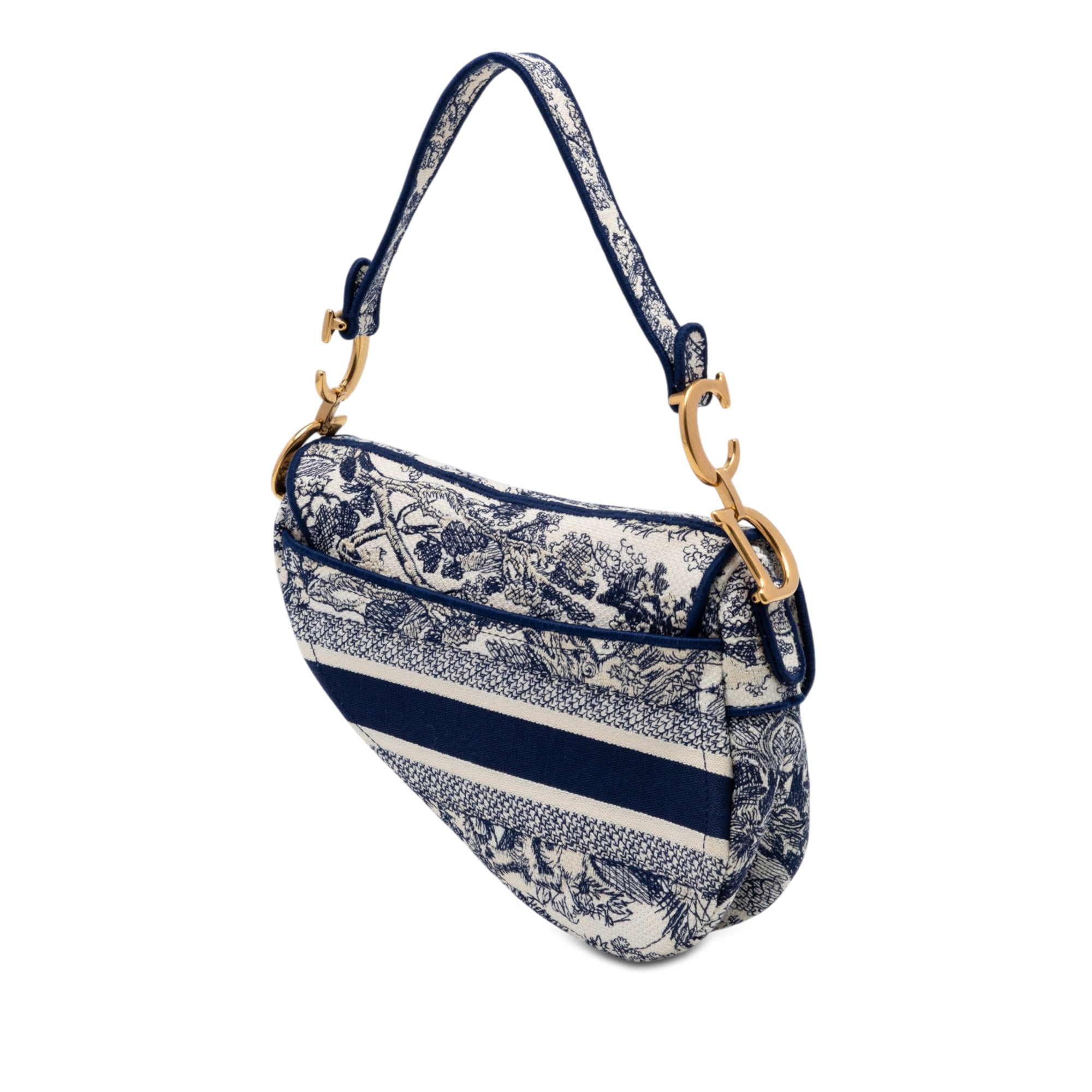 Embroidered Canvas Toile de Jouy Saddle Bag - Image 2
