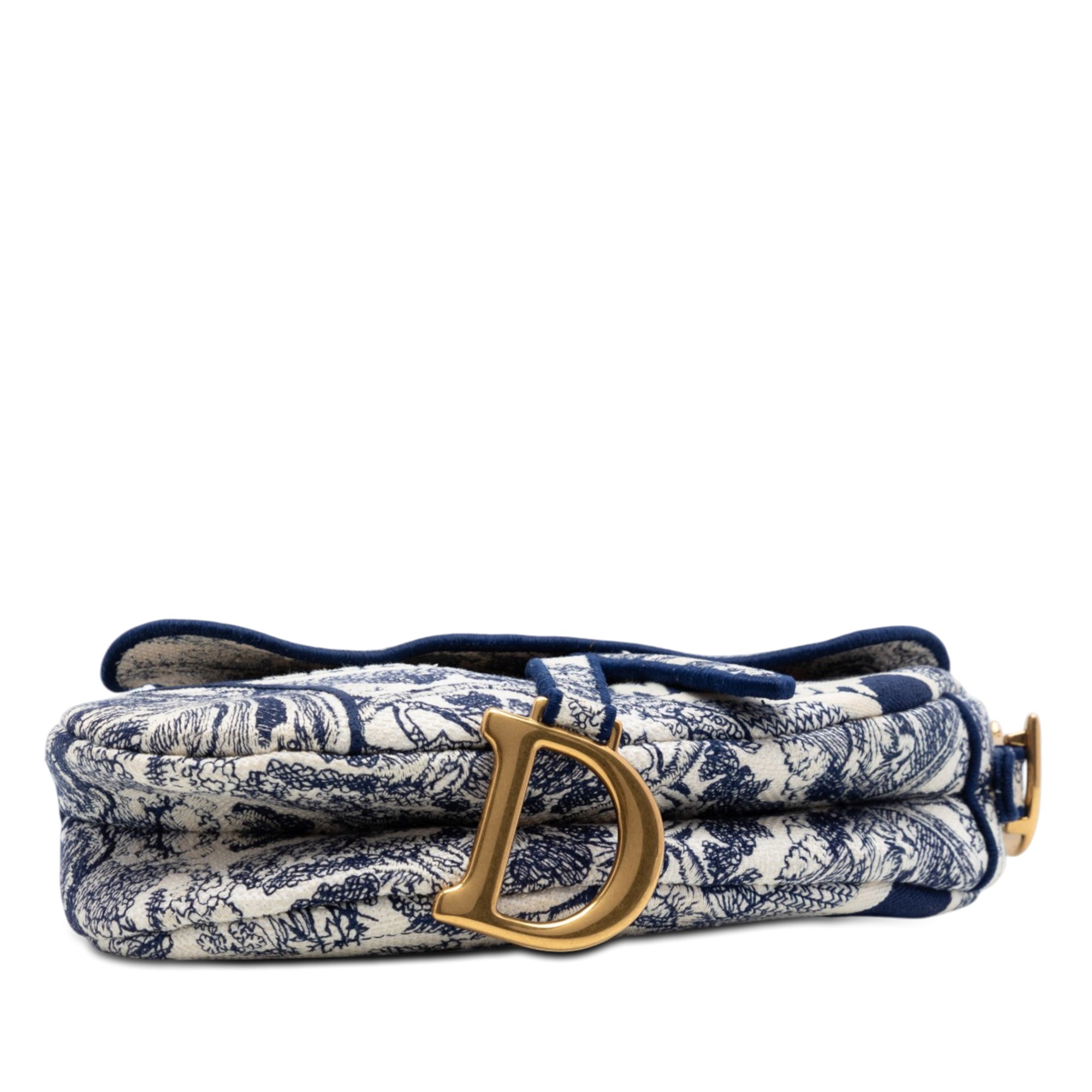 Embroidered Canvas Toile de Jouy Saddle Bag - Image 3