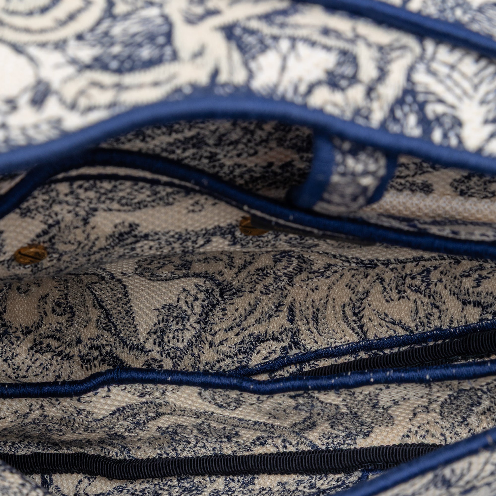 Embroidered Canvas Toile de Jouy Saddle Bag - Image 4