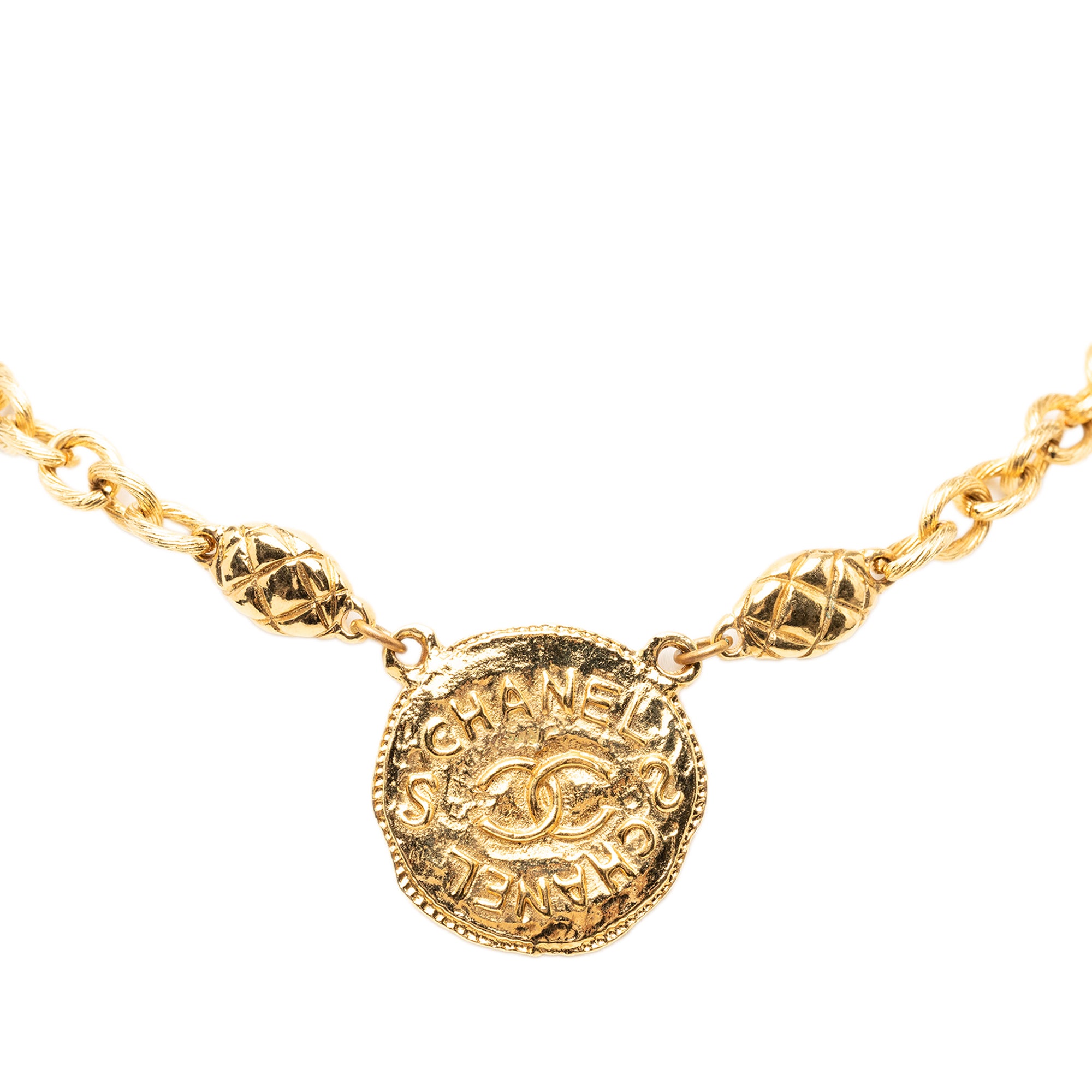 CC Gold Plated Round Pendant Necklace - Image 2