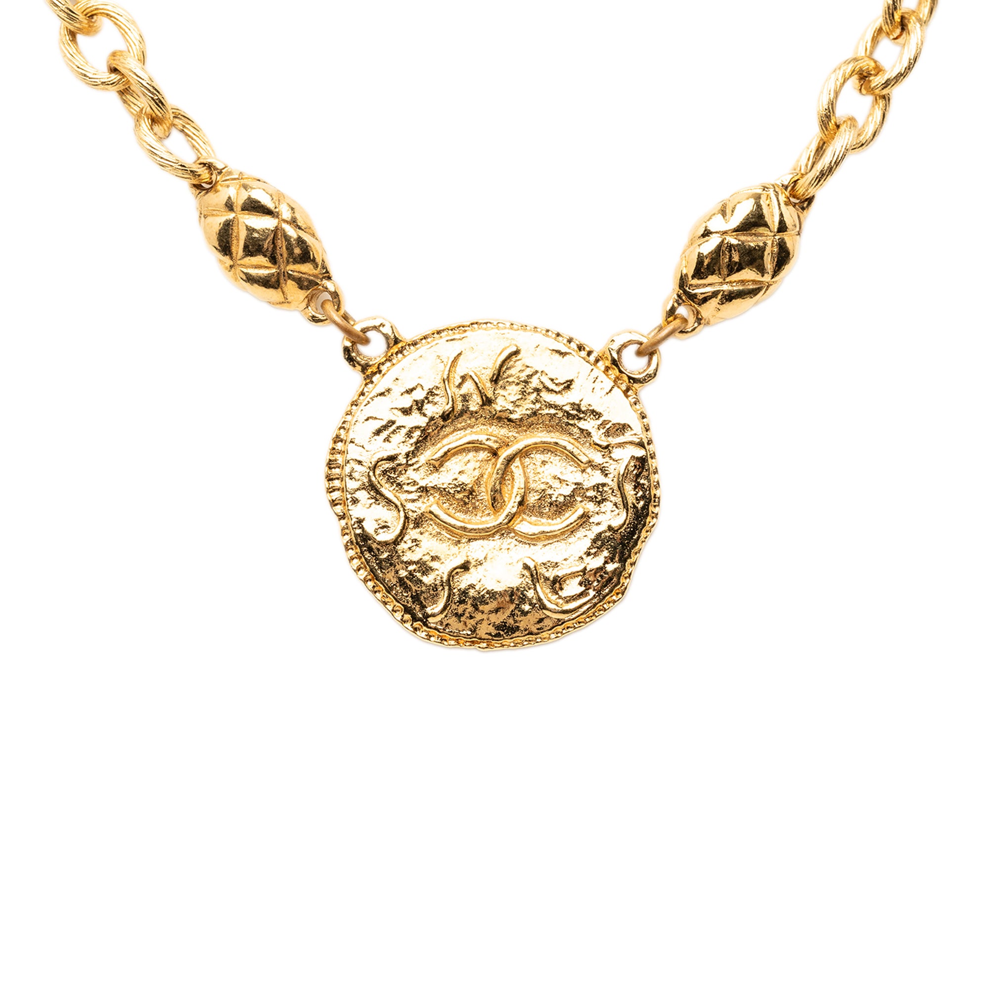CC Gold Plated Round Pendant Necklace - Image 3