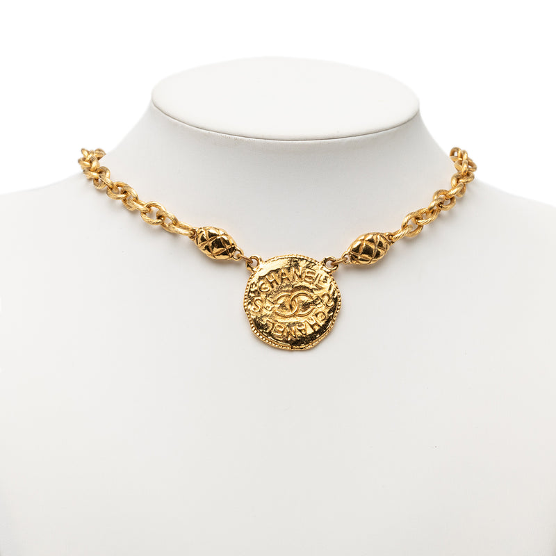 CC Gold Plated Round Pendant Necklace - Image 6