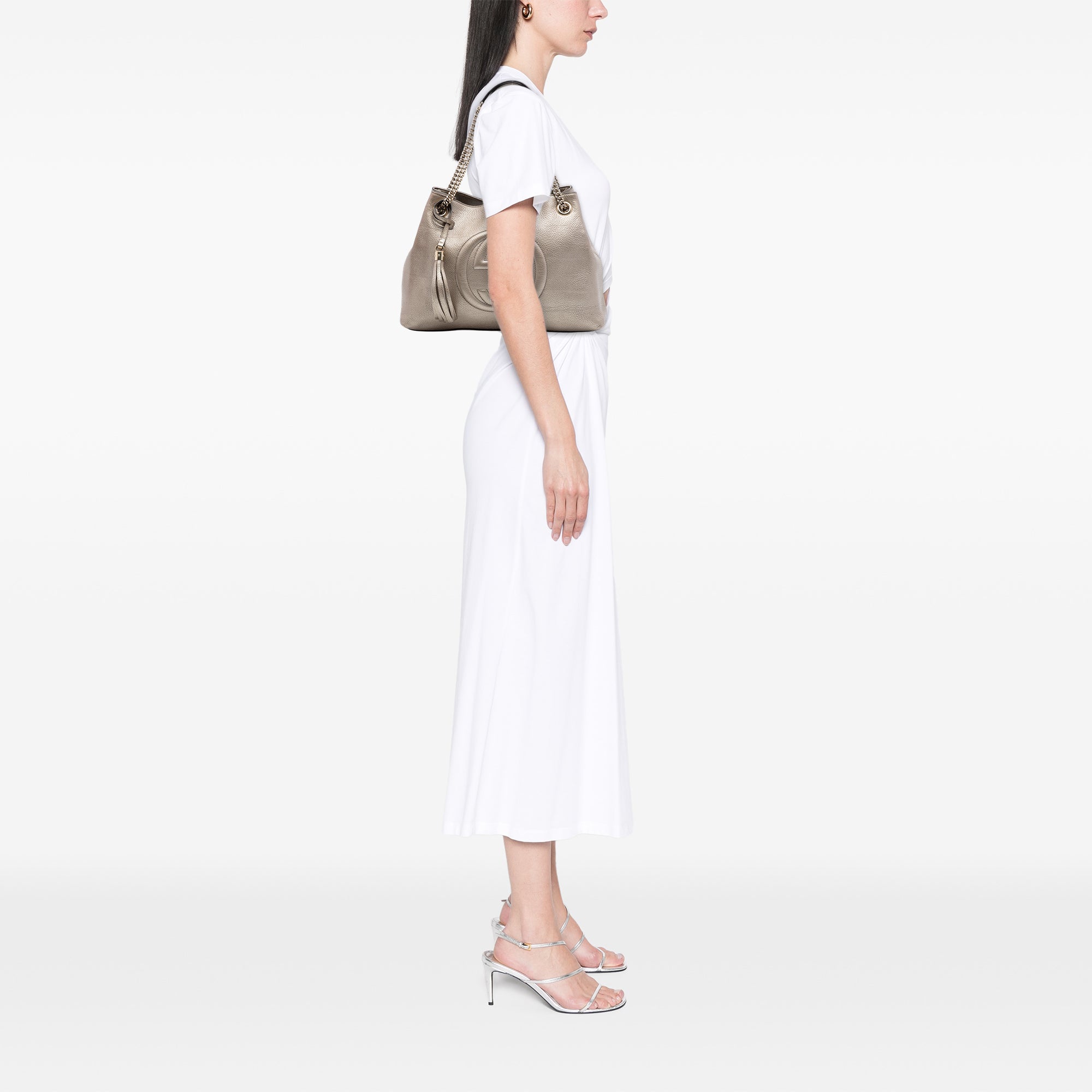 Medium Metallic Calfskin Soho Chain Tote - Image 6