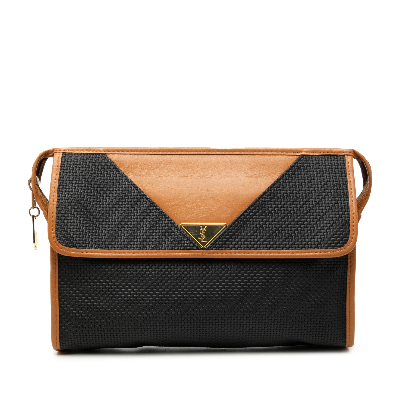 Leather Trimmed Coated Canvas Clutch - Image 1