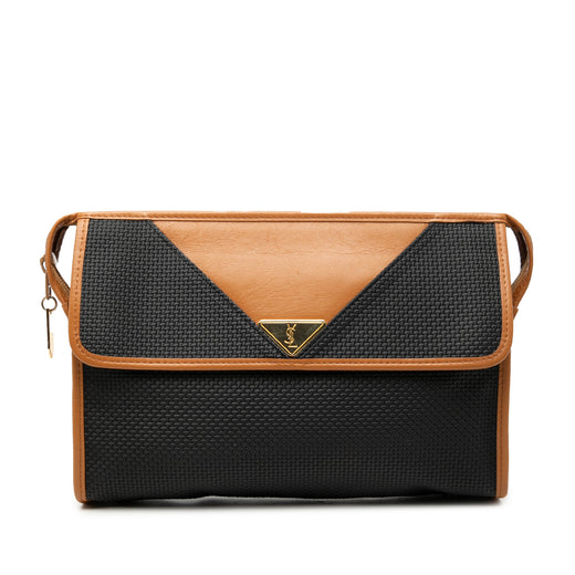 Leather Trimmed Coated Canvas Clutch - Image 1
