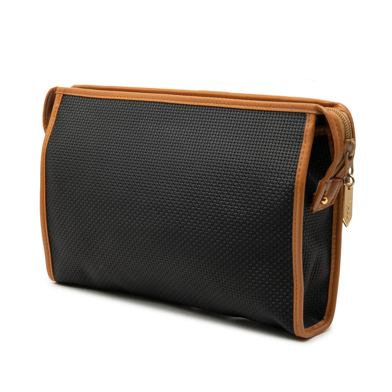 Leather Trimmed Coated Canvas Clutch - Image 2
