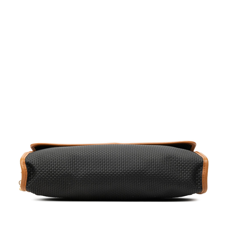 Leather Trimmed Coated Canvas Clutch - Image 3