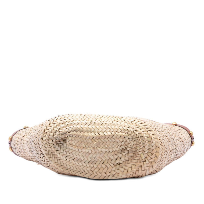Large Raffia Classic Studded Panier Tote - Image 3