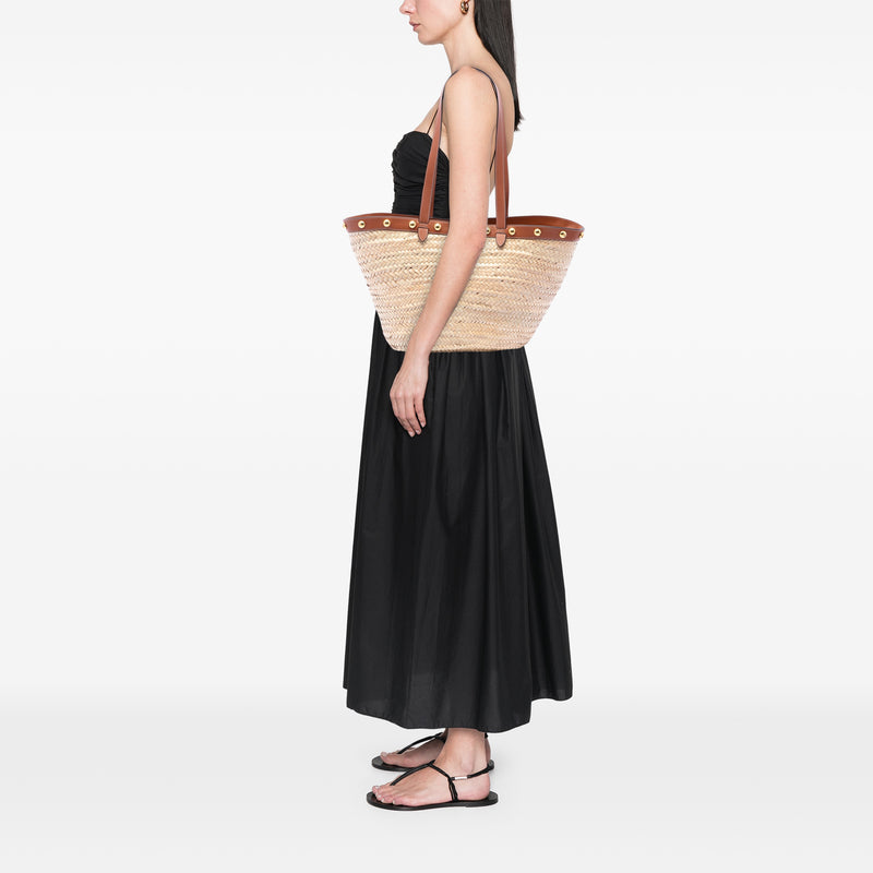 Large Raffia Classic Studded Panier Tote - Image 6