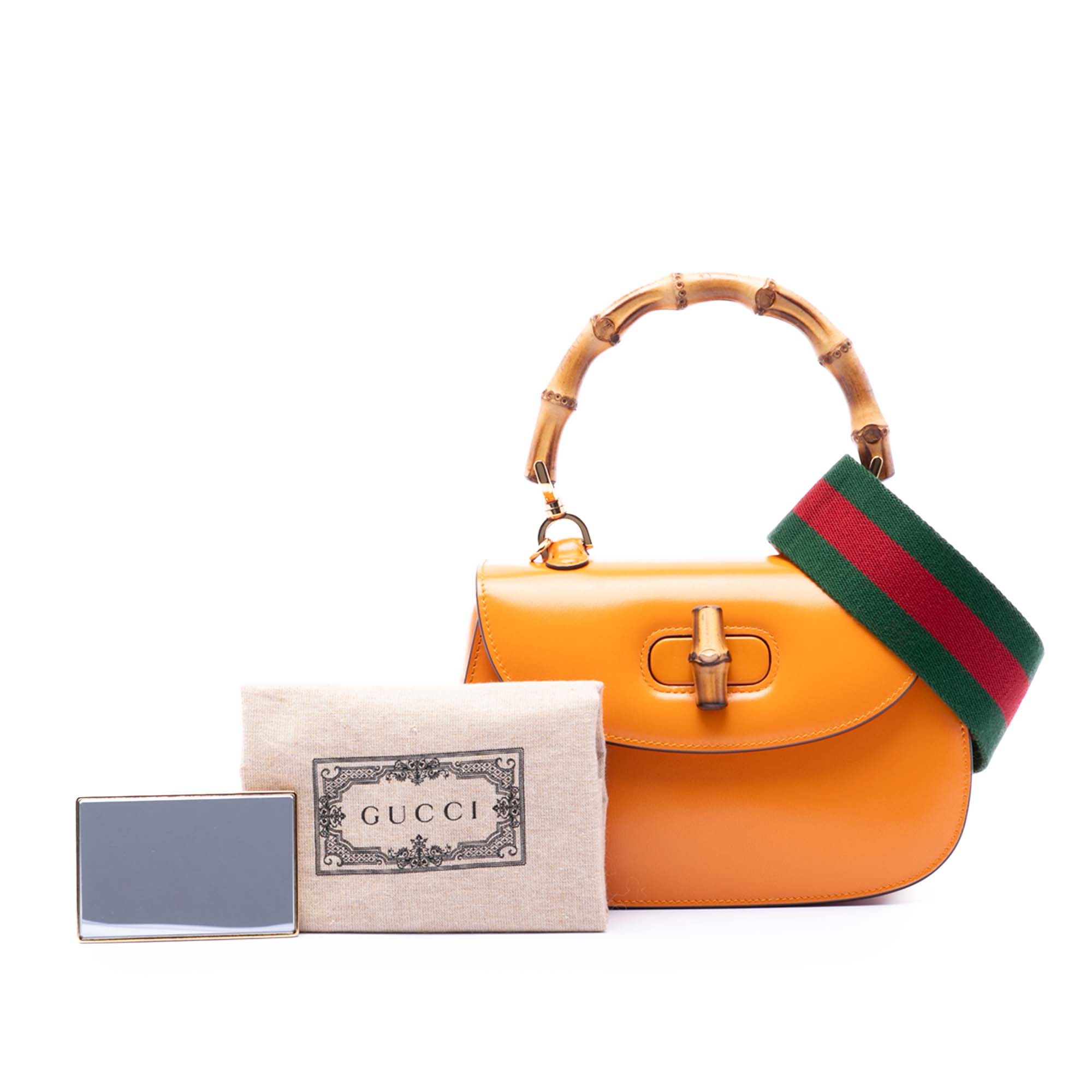 Small Calfskin Web Bamboo 1947 Top Handle Bag - Image 7