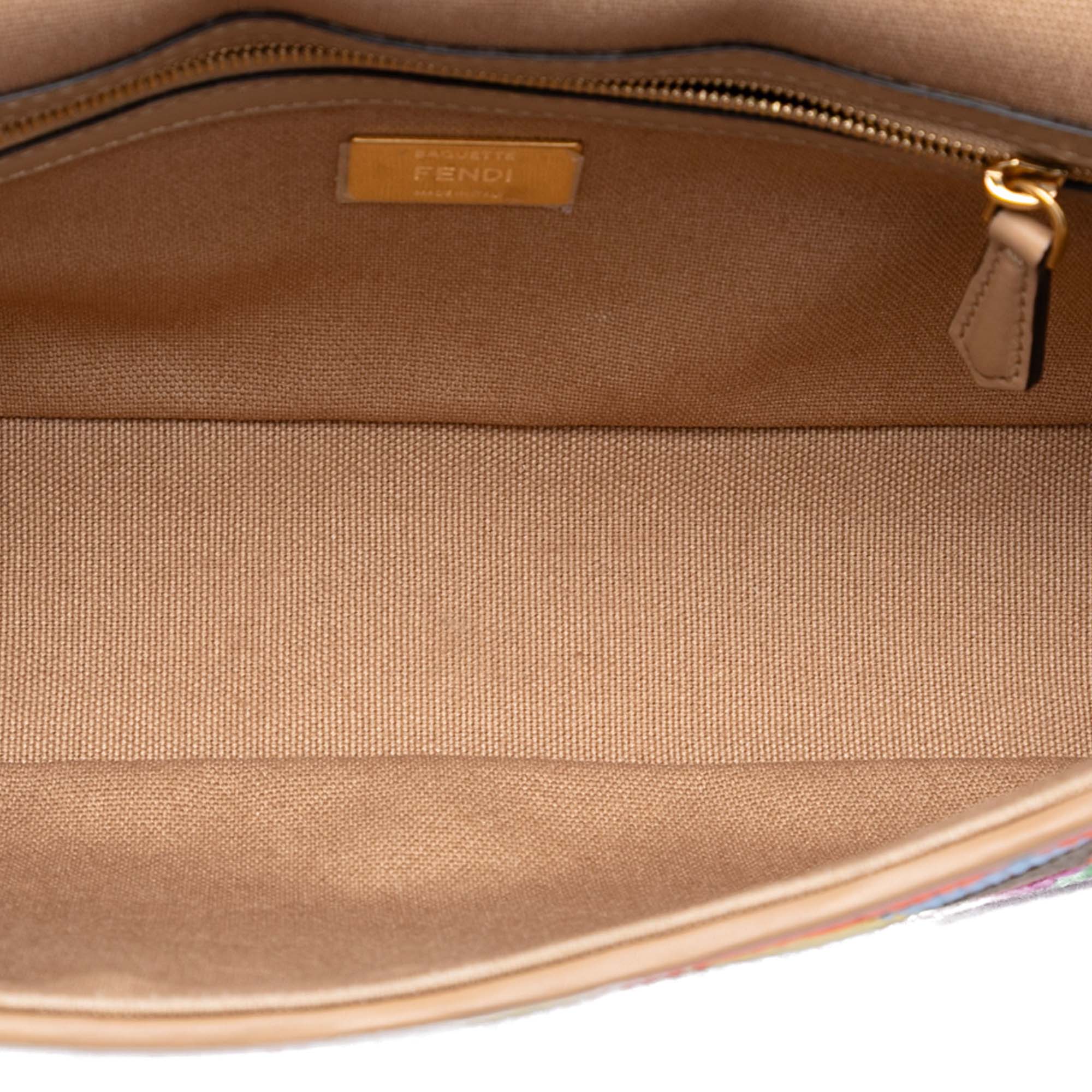 Zucca Embroidered Canvas Baguette Satchel - Image 4