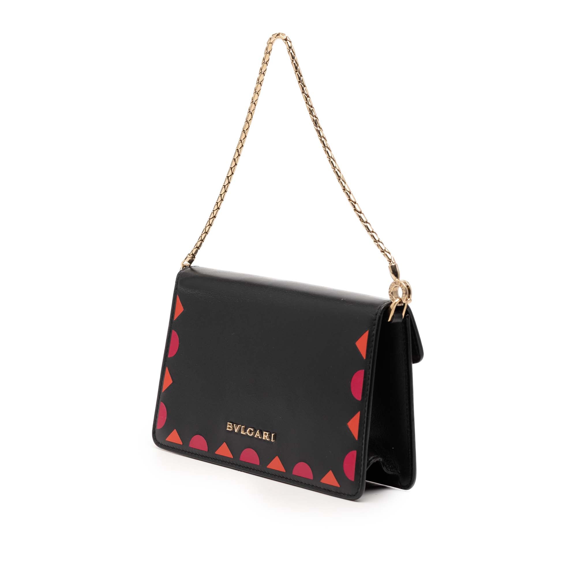 Mini Calfskin Geometric and Stars Patch Serpenti Forever Clutch with Chain - Image 2