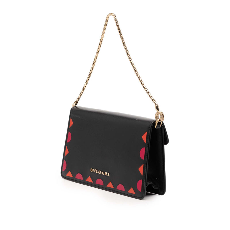 Mini Calfskin Geometric and Stars Patch Serpenti Forever Clutch with Chain - Image 2