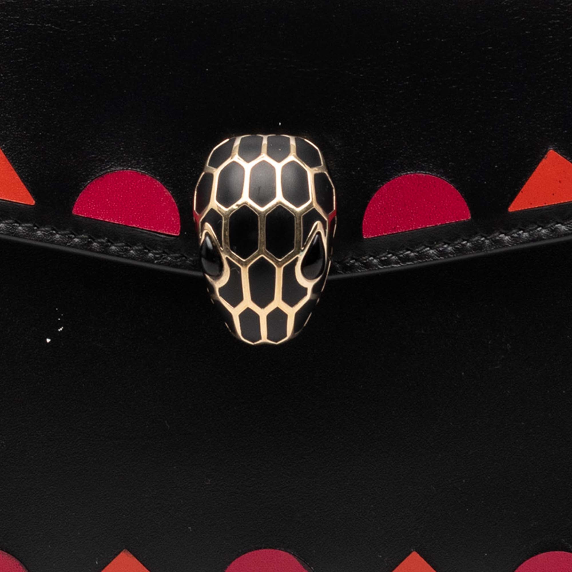 Mini Calfskin Geometric and Stars Patch Serpenti Forever Clutch with Chain - Image 7