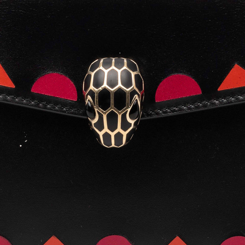 Mini Calfskin Geometric and Stars Patch Serpenti Forever Clutch with Chain - Image 7