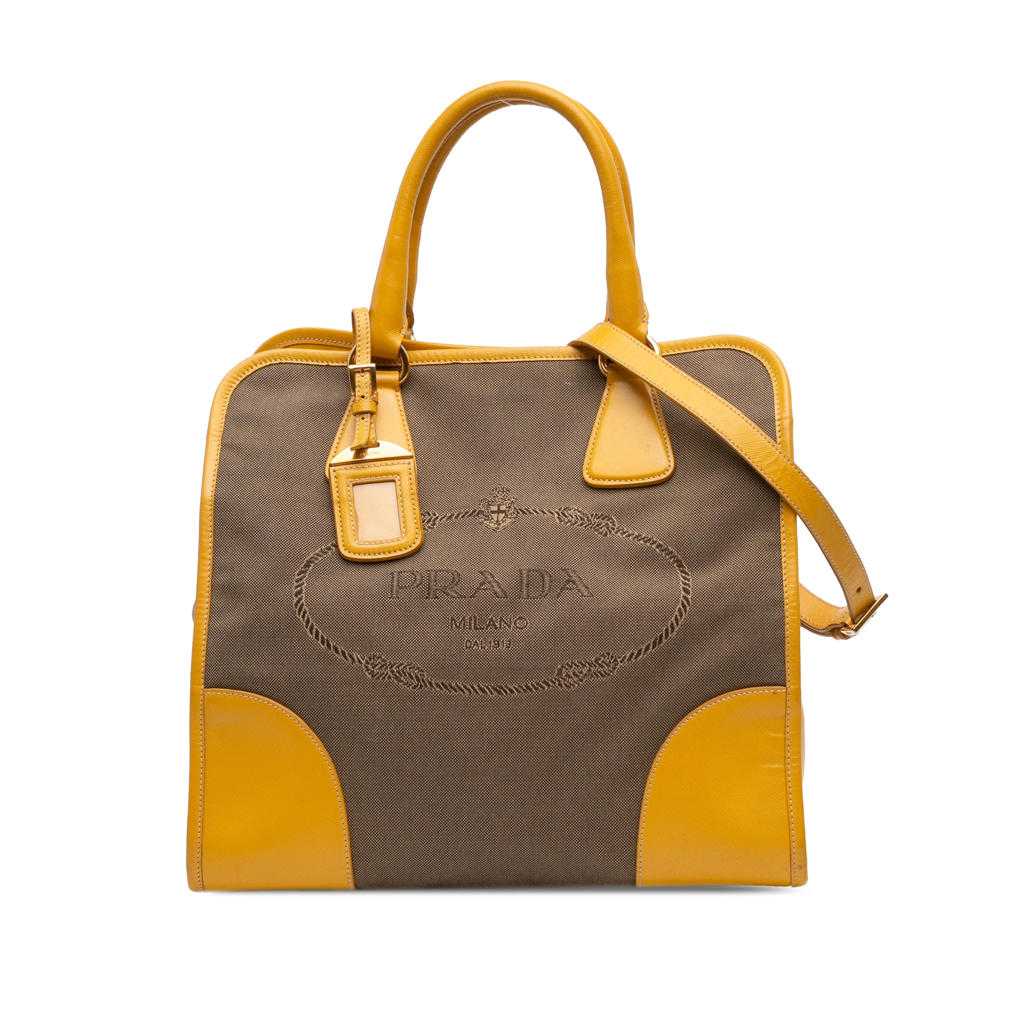 Saffiano Trimmed Canvas Canapa Logo Satchel - Image 1