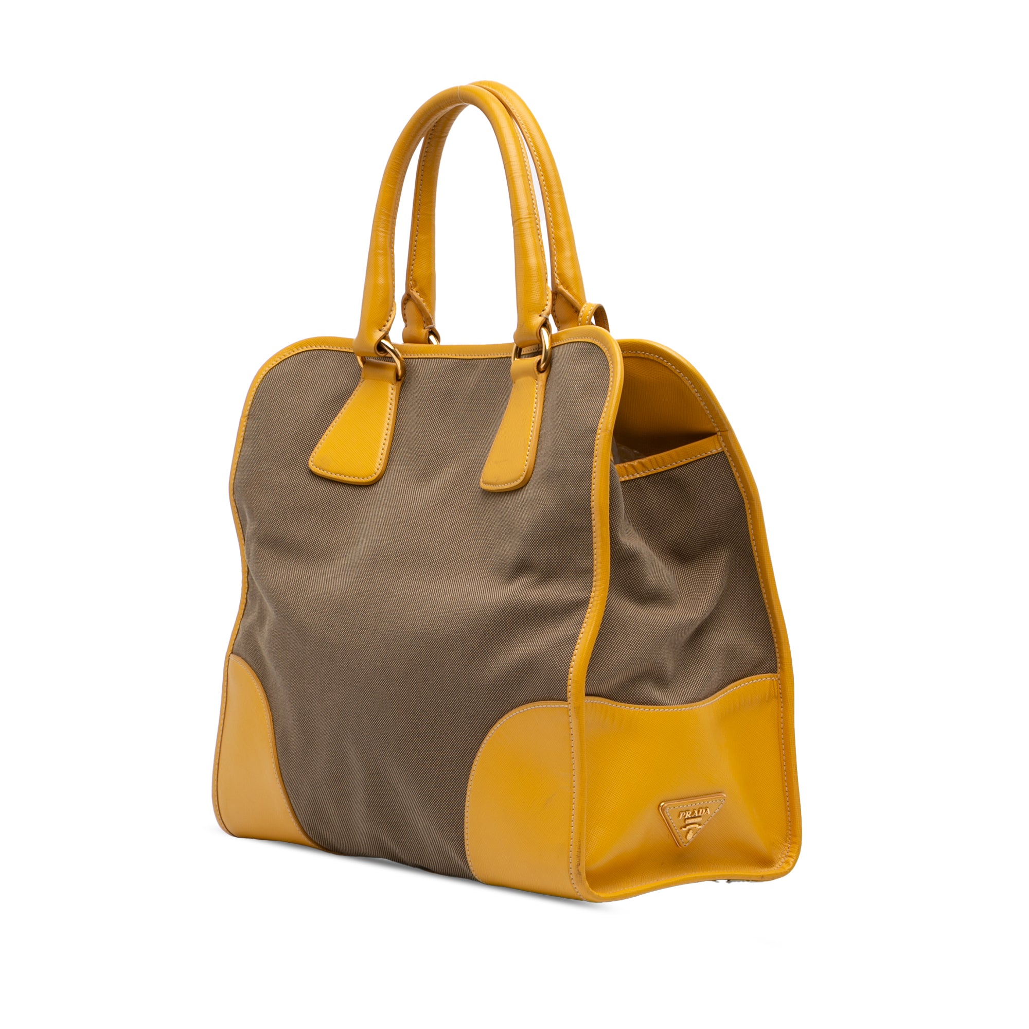 Saffiano Trimmed Canvas Canapa Logo Satchel - Image 2