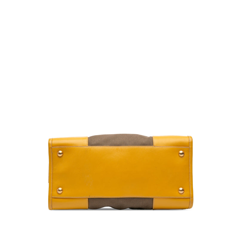 Saffiano Trimmed Canvas Canapa Logo Satchel - Image 3