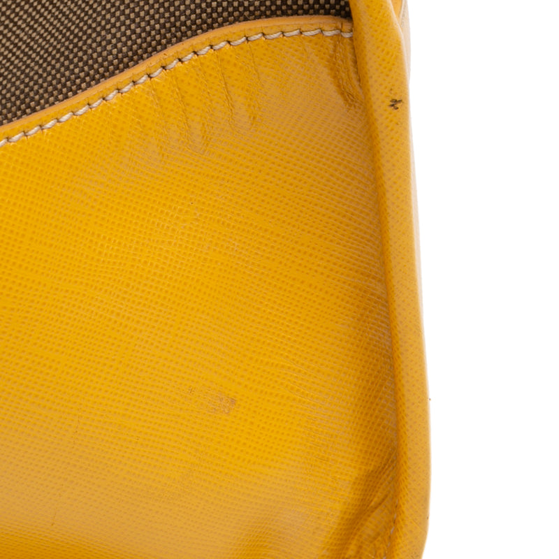 Saffiano Trimmed Canvas Canapa Logo Satchel - Image 8