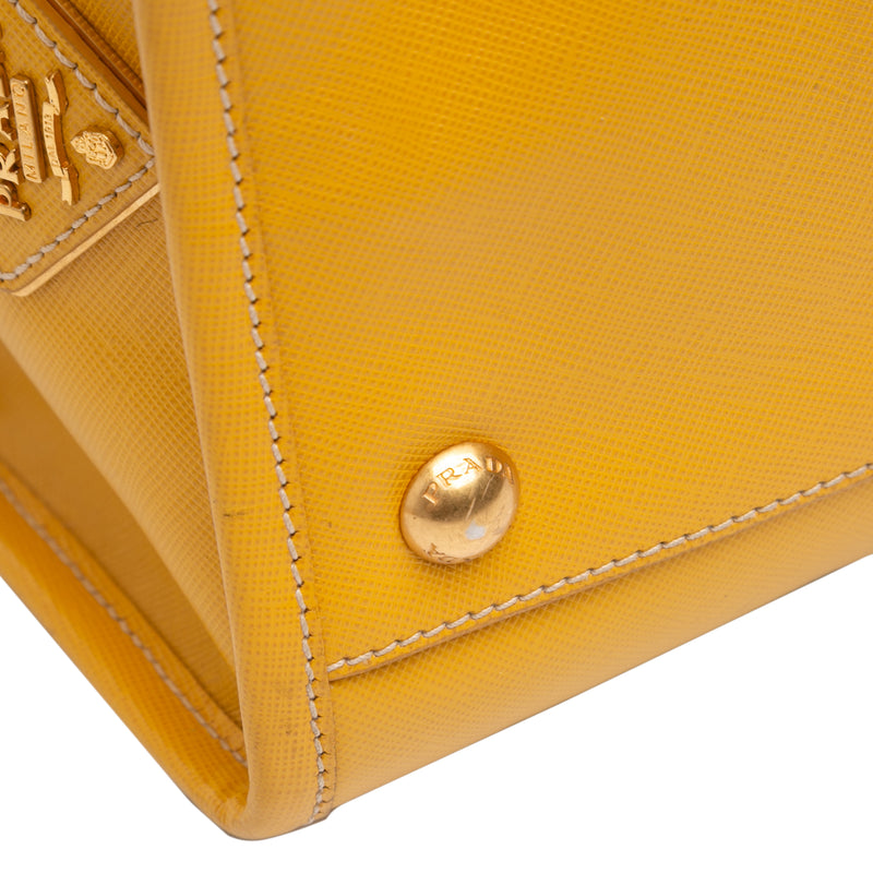 Saffiano Trimmed Canvas Canapa Logo Satchel - Image 9