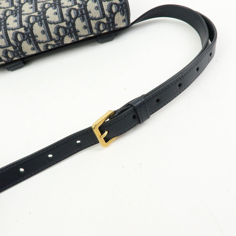 Christian Dior Saddle Belt Oblique Canvas Navy Bag