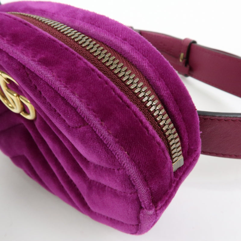 Gucci Gg Marmont Belt Matelasse Velvet Purple Bag