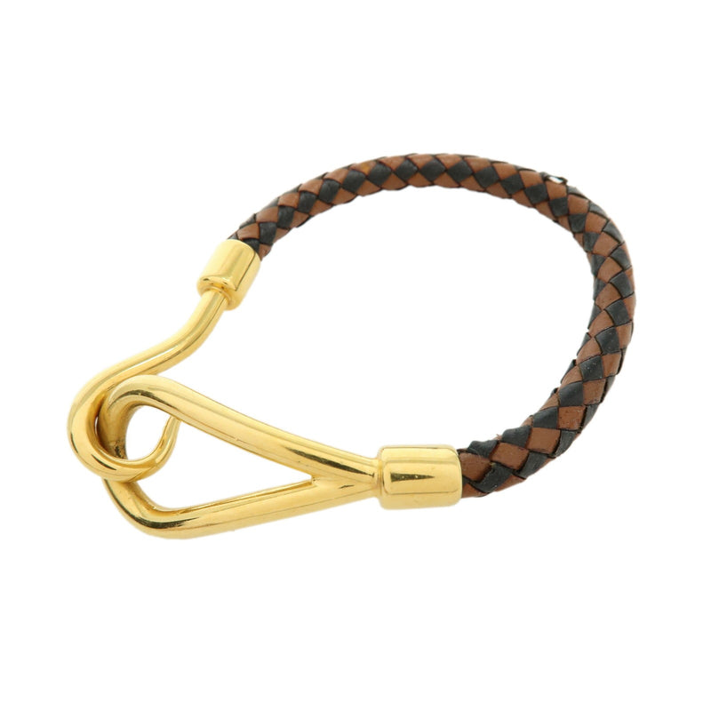 Hermes Jumbo Hook Braided Leather And Metal Brown Bijoux