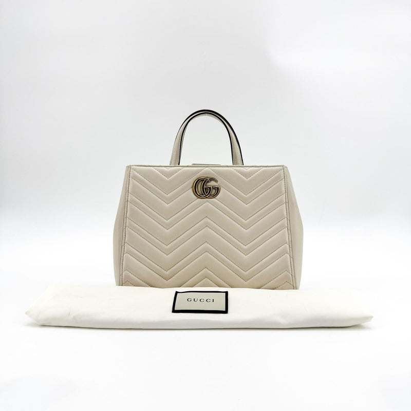 Gucci Gg Marmont Matelasse Leather Beige Calfskin Bag